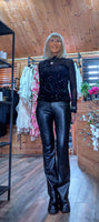 Audrey Sheer High-Neck Top – Velvet Bust with Sequin Detail