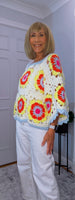 Parker – ’70s Style Sweater with Multicolour Crochet Detail