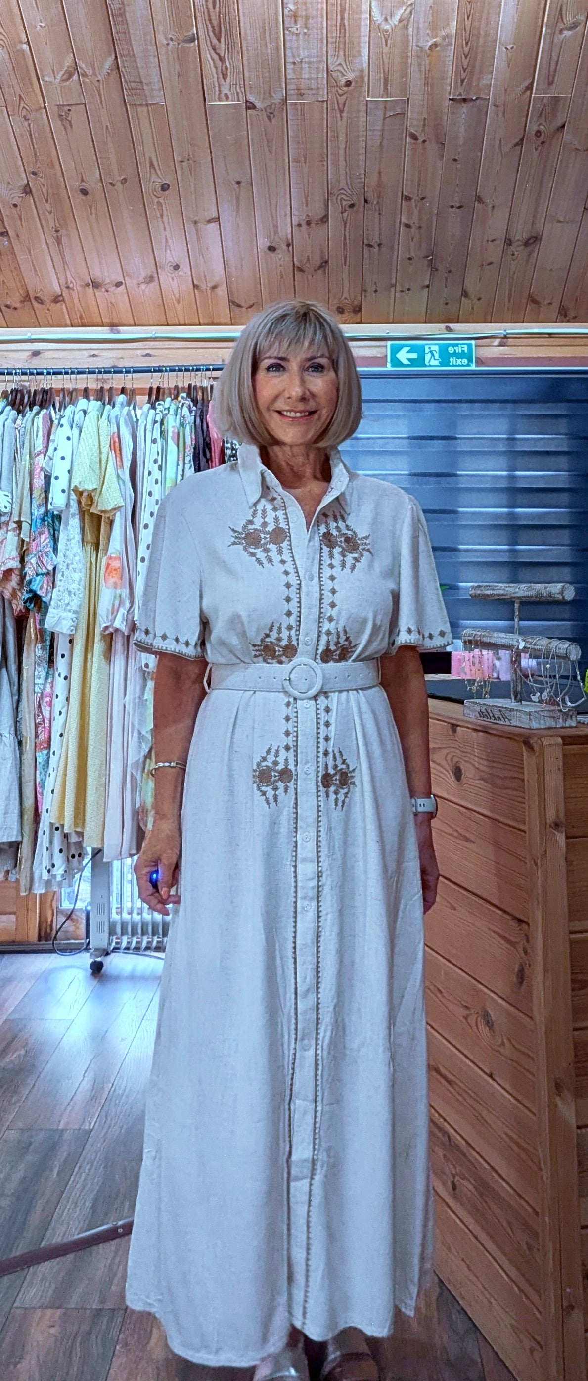 Belted summer dress in cotton 