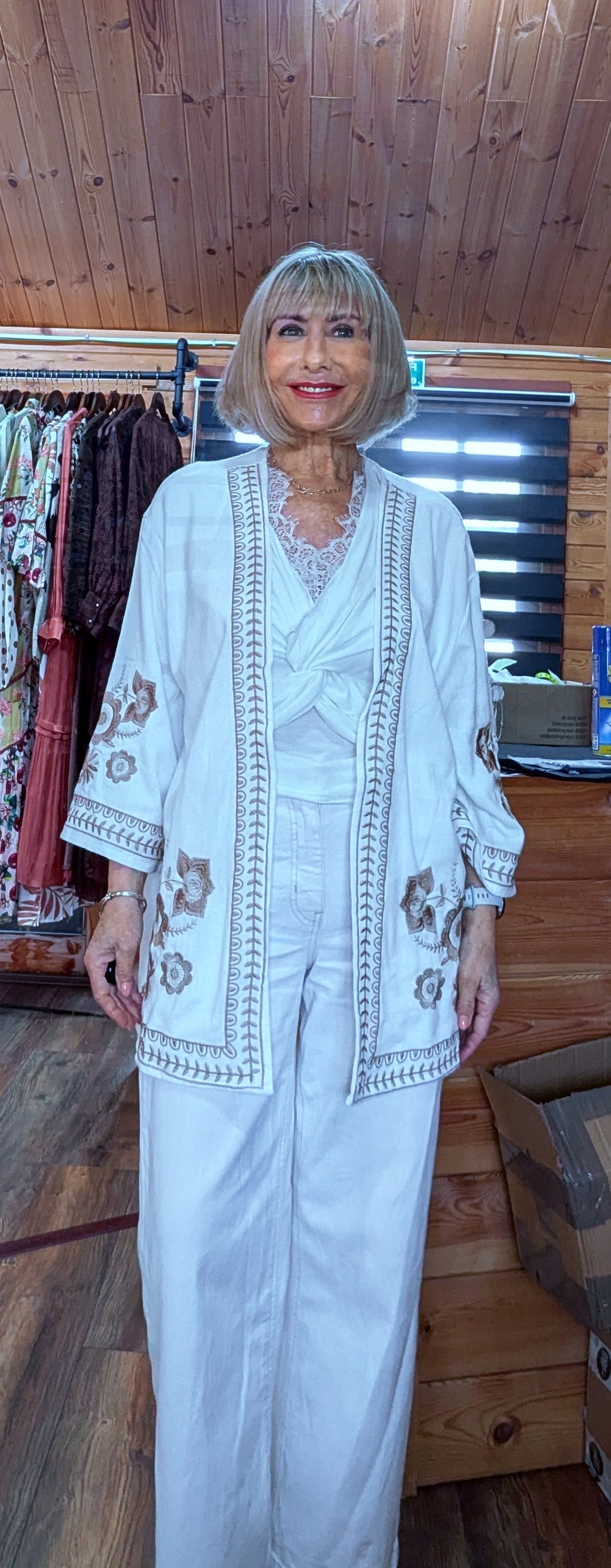 White boho kimono jacket for holidays and summer outfits styled by ditsyi