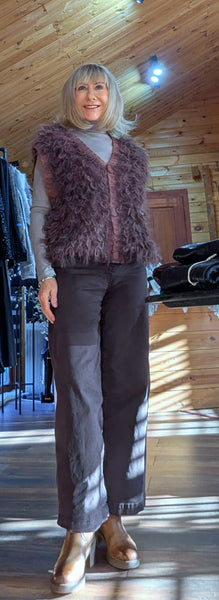 Adeline Sleeveless Fringe Cardigan – Taupe