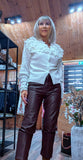 Penelope Ivory  Cardigan – Ruffle Collar & Button Front