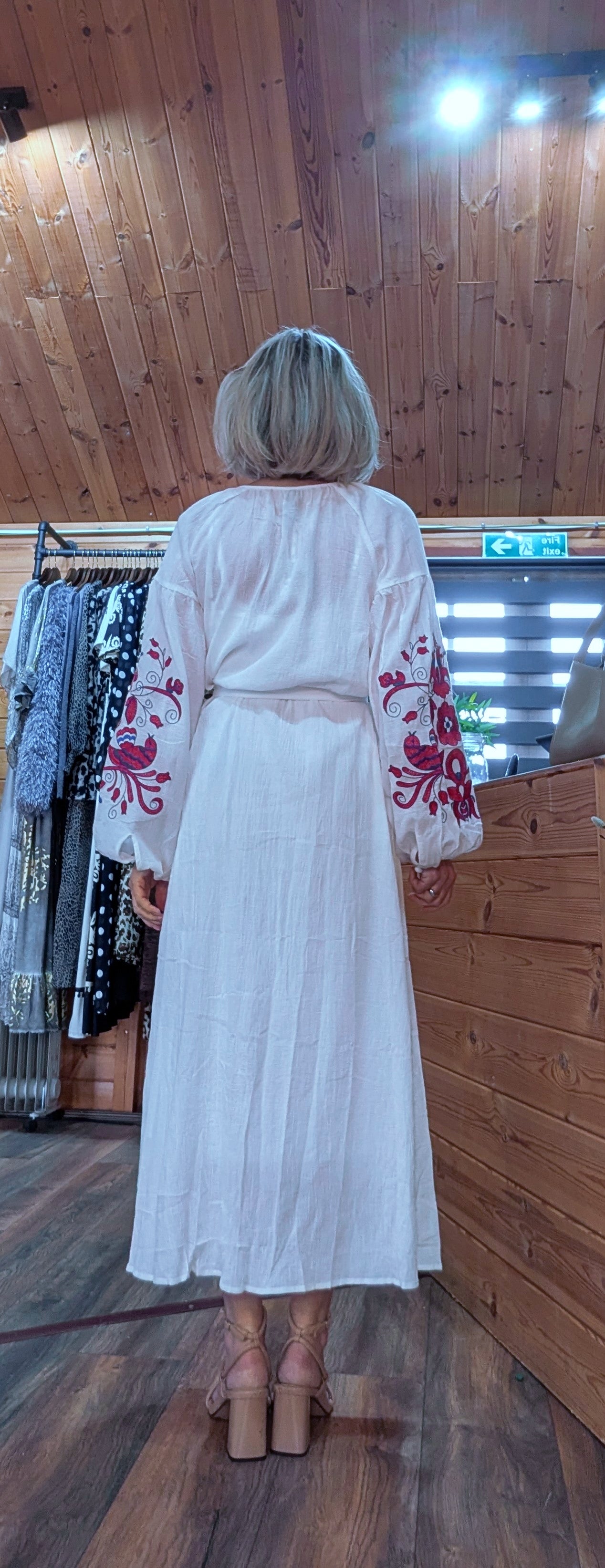 Harlow White Embroidery Cotton Shirt Dress with Tassel Belt