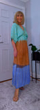Rumer Boho Dress – Golden Embroidered Glam in Turquoise & Earthy Tones