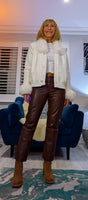 Arabella Faux Fur Jacket – Ivory or Black with Diamante Buttons & Detachable Collar