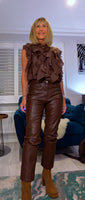 Ashley Blouse – Statement Frilled Blouse - Taupe or Chocolate