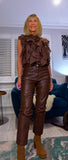 Ashley Blouse – Statement Frilled Blouse - Taupe or Chocolate