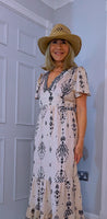 Nettie Boho Maxi Dress – Ecru, Flutter Sleeves, Elasticated Waist