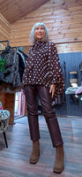 Phoebe Brown & White Polka Dot Blouse – Tie Neck & Balloon Sleeves