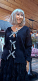 Farrah Black Sweater with Silver Sequin  Bows