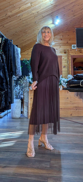 Hettie Knit & Pleated Dress Set  - Grey