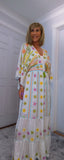 Julia White Bohemian Dress with Floral Embroidery