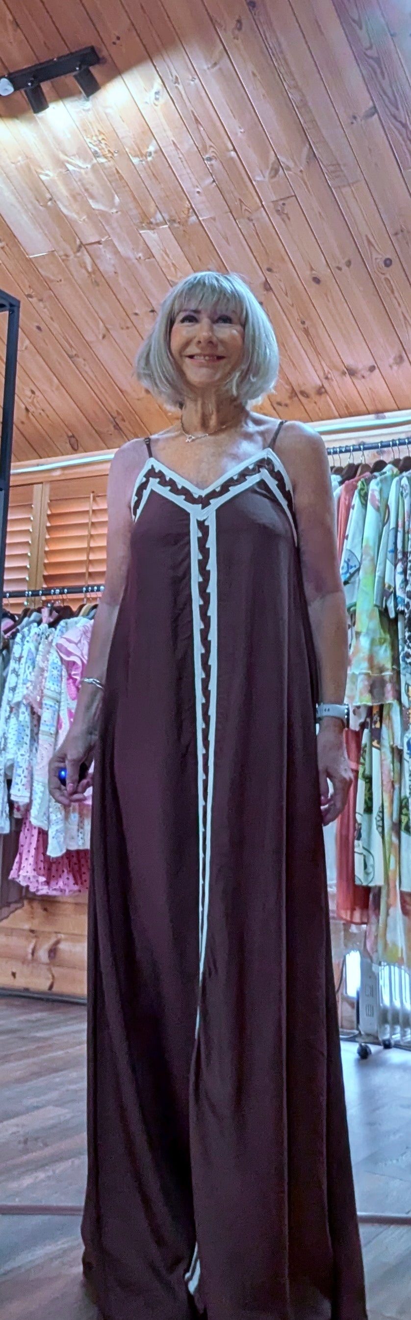 Di wearing Anastasia brown maxi dress at DitsyDi
