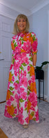 Josephine Pink Floral Cotton Shirt Dress with Tie Belt – Button-Up Summer Style