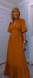 Claire Cotton Boho Dress – Tie Back Midi in Coral or Terracotta | UK 8-14