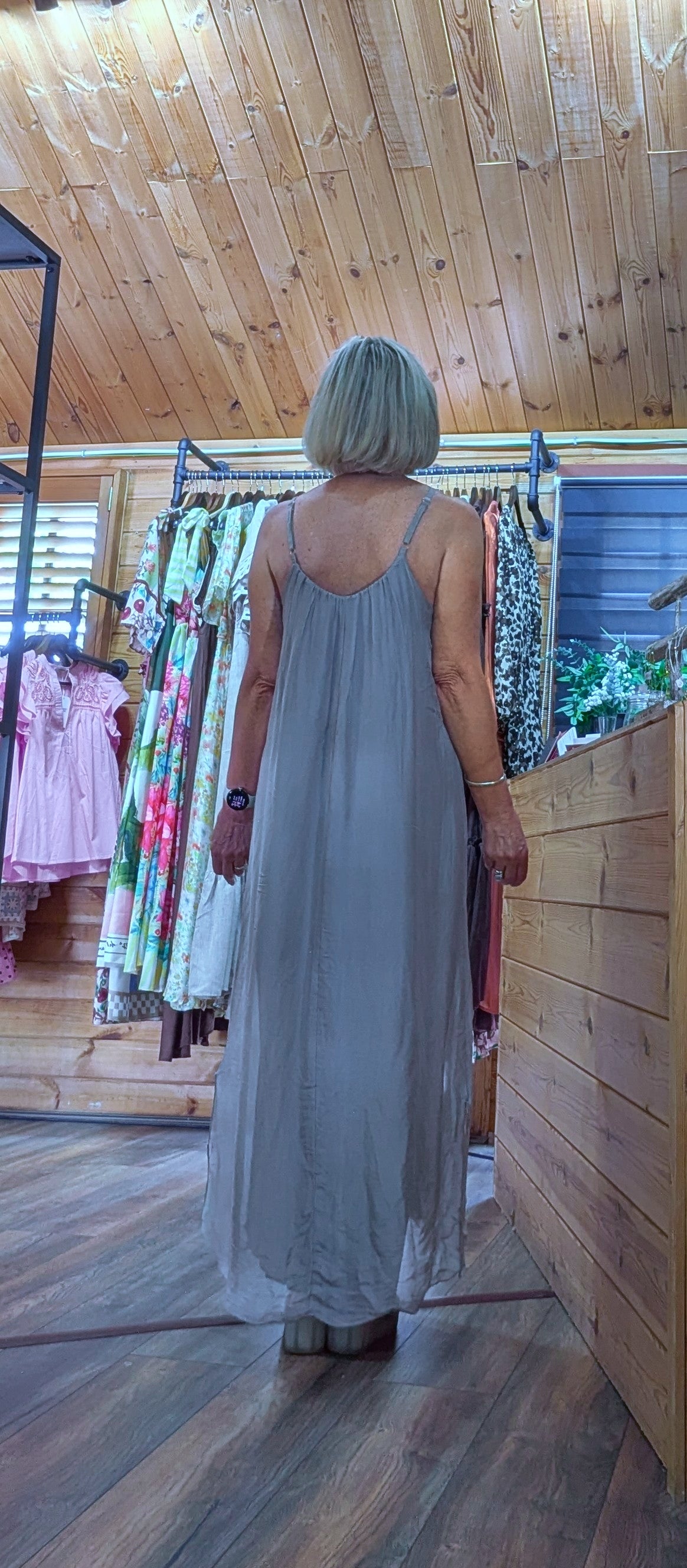 Josie Silk Blend Maxi Sun- Dress – Taupe