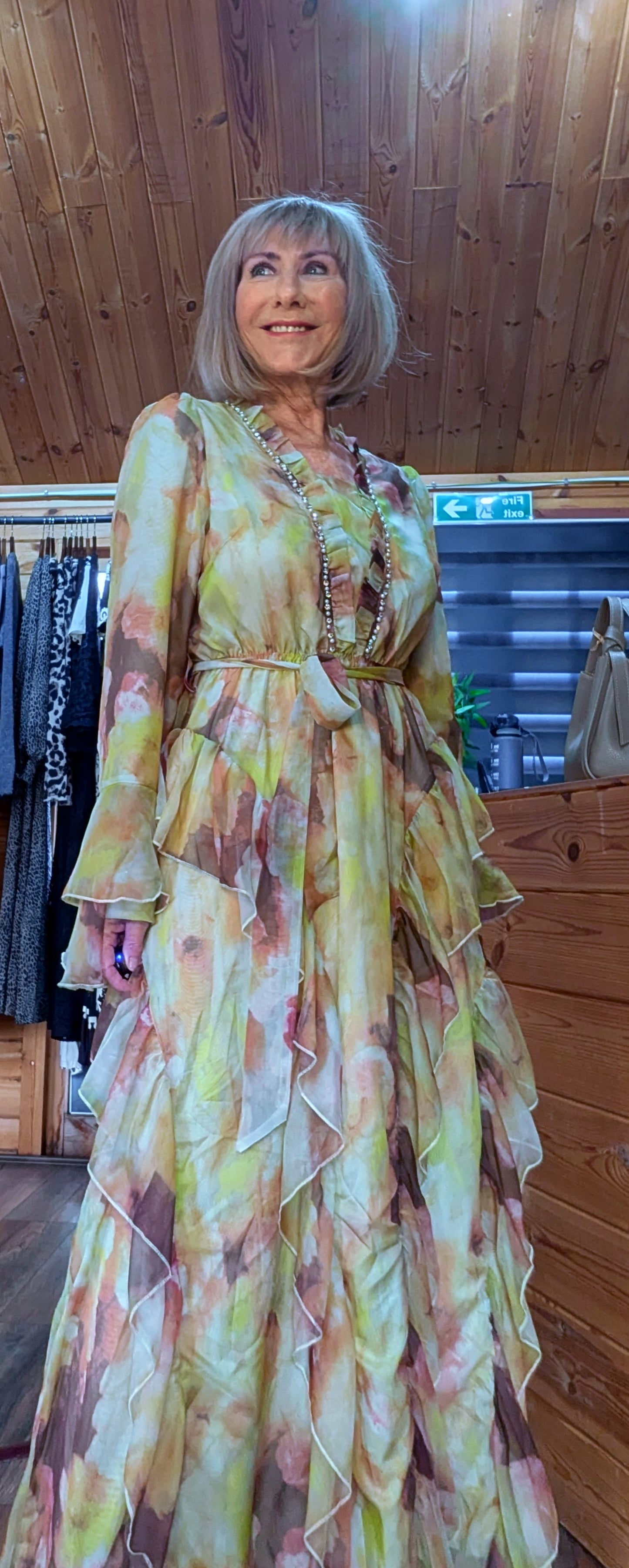 Edith Statement Green Ruffle Frill Dress- Feminine - Romantic