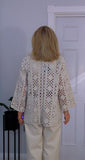 Magna Crochet Knit – Collared Summer Cardigan in Beige