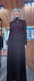 Haley Sweater Dress – High Neck with Pleated Maxi Skirt in Coffee Colour