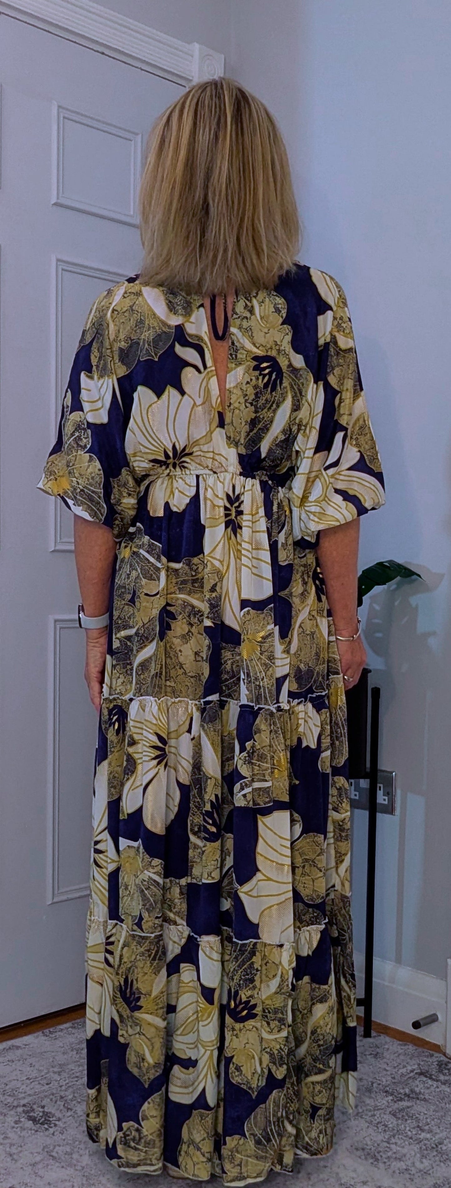 Elodie Bohemian Silk Maxi Dress With Side Pockets and Tassels