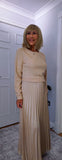 Phoenix Pleated Maxi Sweater Dress – Olive, Gold or Silver Grey