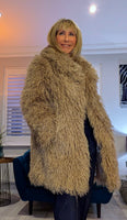 Norma Mongolian Faux Fur Coat - Taupe Statement Style