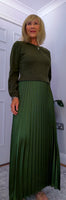 Phoenix Pleated Maxi Sweater Dress – Olive, Gold or Silver Grey