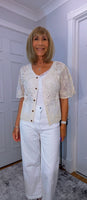 Mindy Crochet Cardigan – Vintage Puff Sleeve Knitwear