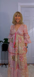 Clara Pink Boho Maxi Dress – Embroidered, Sequinned, 100% Cotton