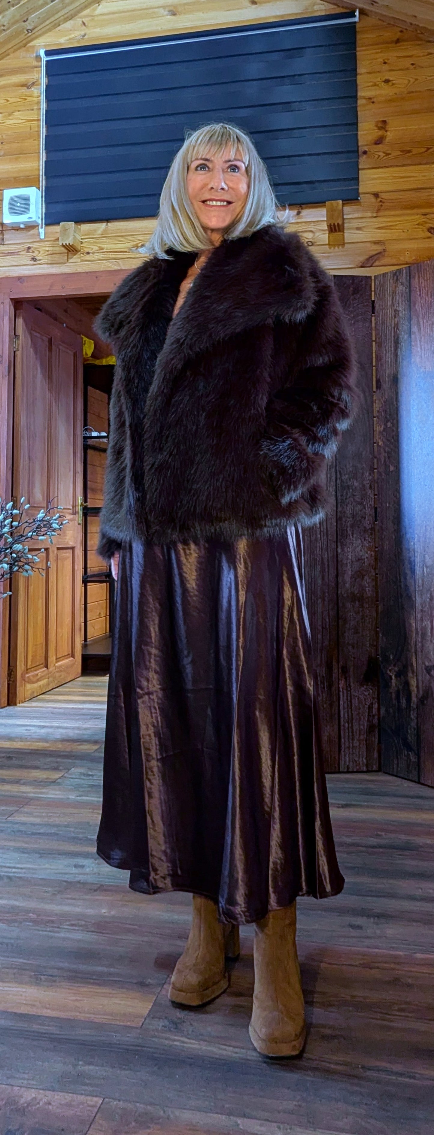 Guinevere Faux Fur Jacket – Double Breasted in Chocolate, Taupe or Ivory