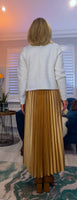 Opal White Cardigan with Ecru Embroidery Flowers, Pearl & Gold Sequin Detail