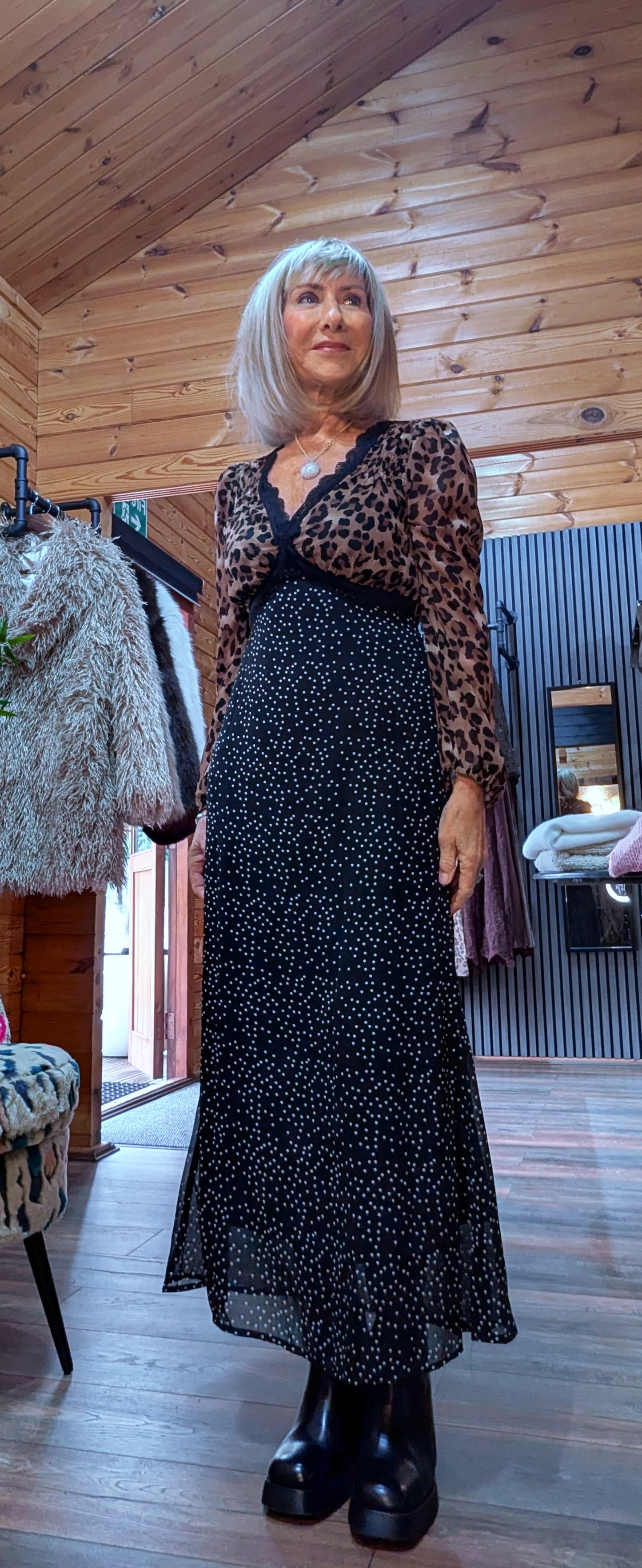 Ivanna Statement Midi Dress – Leopard Print - Polka Dot