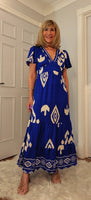 Nettie Boho Maxi Dress – Green or Blue, Flutter Sleeves, Elasticated Waist