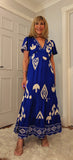Nettie Boho Maxi Dress – Green or Blue, Flutter Sleeves, Elasticated Waist