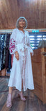 Harlow White Embroidery Cotton Shirt Dress with Tassel Belt