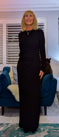 Martha Black Slinky Dress – Sparkle Side Split Evening Dress
