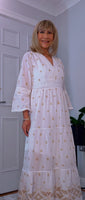 Jasmine Boho Embroidered Dress – White Viscose Summer Style