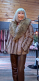 Charlotte Faux Fur Jacket – Taupe with Sleeves & Clasp Buttons