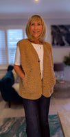 Suzy Bouclé Sleeveless Cardigan – Cream or Soft Camel