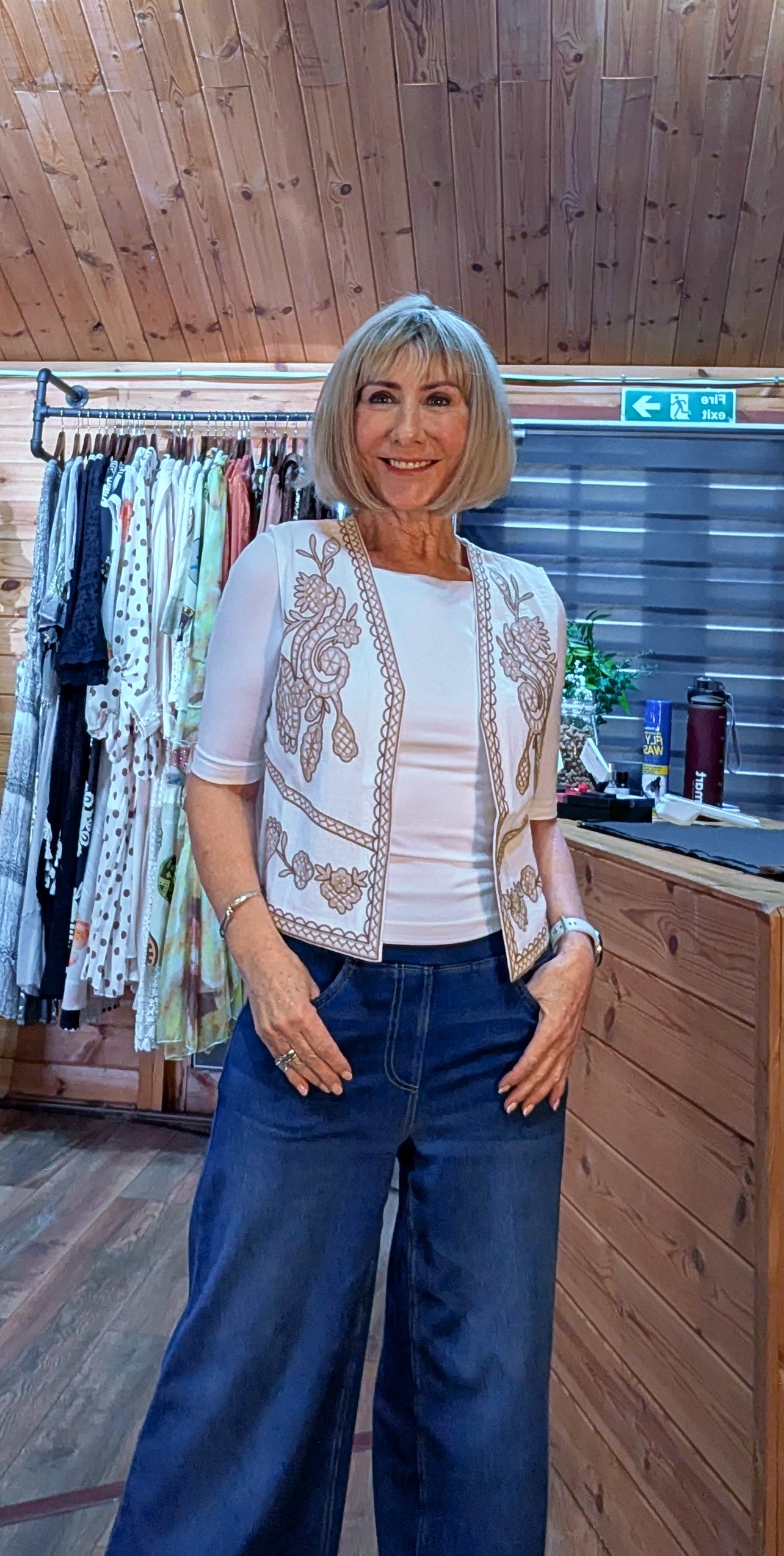Boho style white cotton waistcoat styled by ditsydi
