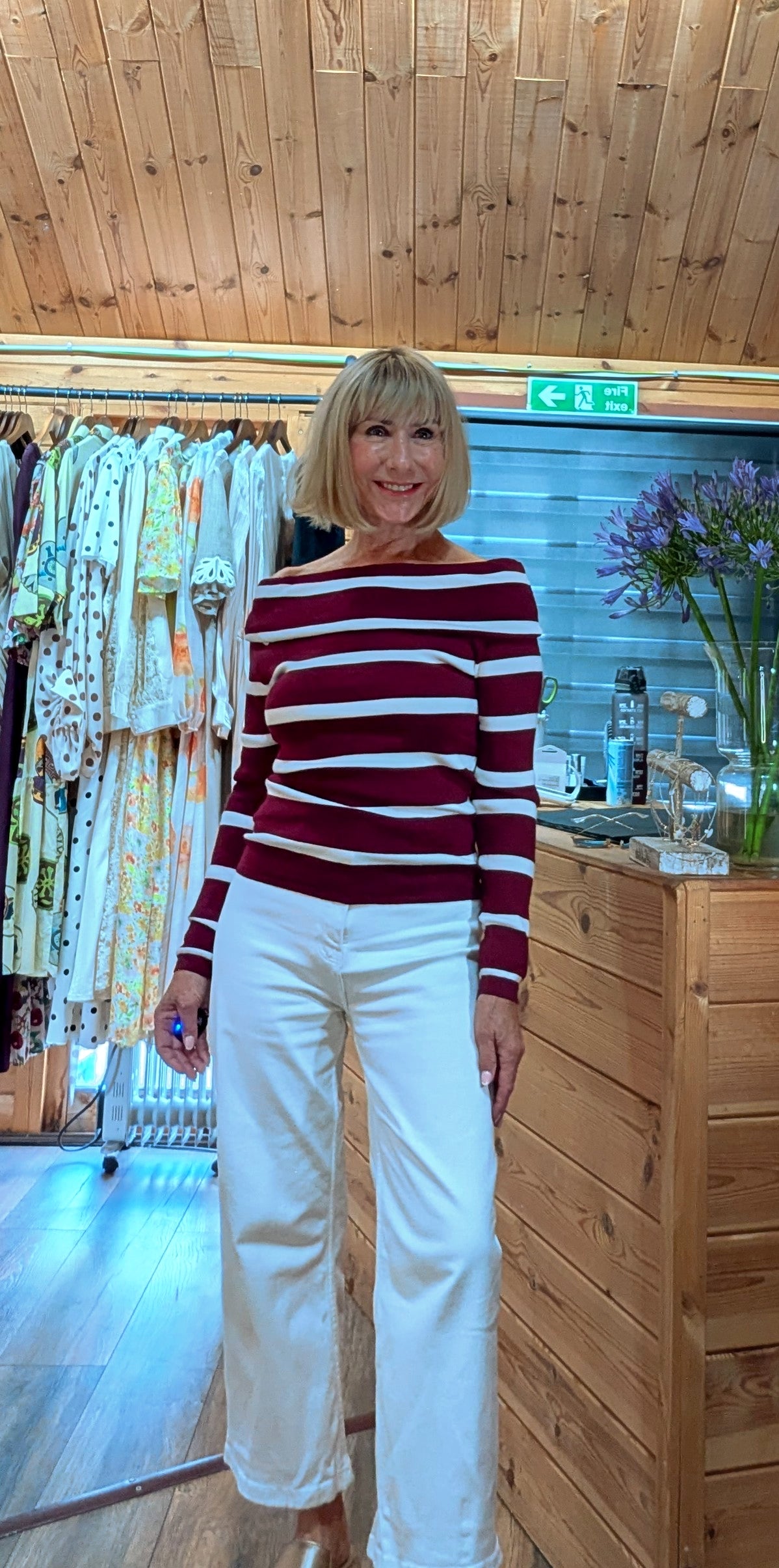 Wisty Burgundy Bardot Top