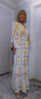 Julia White Bohemian Dress with Floral Embroidery
