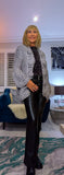 Dolly Grey Chunky Knit Cardigan – 3D Flower Border & Pagoda  Sleeves