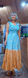 Gianna Boho Maxi Dress Turquoise and Gold