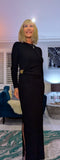 Martha Black Slinky Dress – Sparkle Side Split Evening Dress