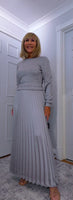 Phoenix Pleated Maxi Sweater Dress – Olive, Gold or Silver Grey