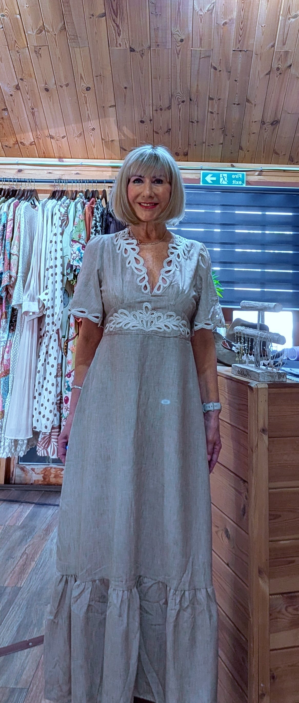 Embroidered midi dress for holidays and summer occasions