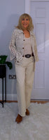 Magna Crochet Knit – Collared Summer Cardigan in Beige