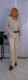 Magna Crochet Knit – Collared Summer Cardigan in Beige