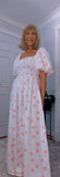 Candy Off - Shoulder Puff Sleeve Dress with  Shirred Bust